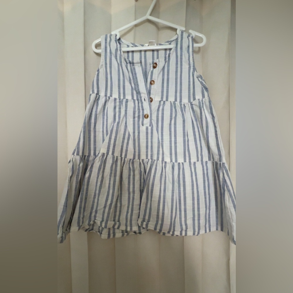 Nannette Striped Blue and White Casual Dress